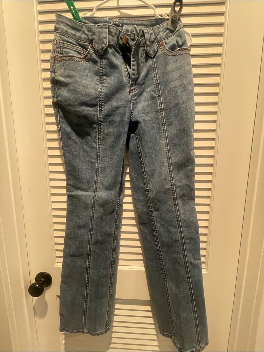 Women's Light Blue Straight-Leg Jeans with Front Seam Detail